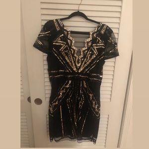 Gold and Black Sequin Dress